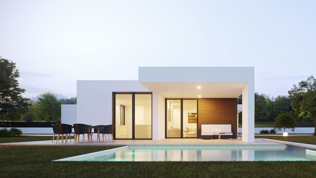 Prefab concrete house with pool. Montreux model