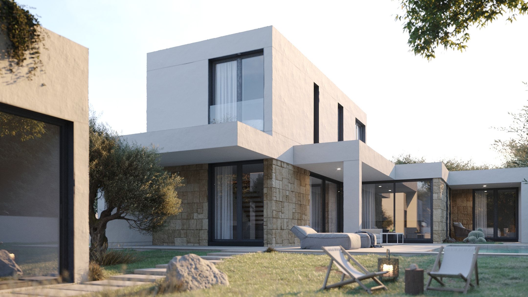 Façade avec porte-à-faux maison modulaire Èze, France