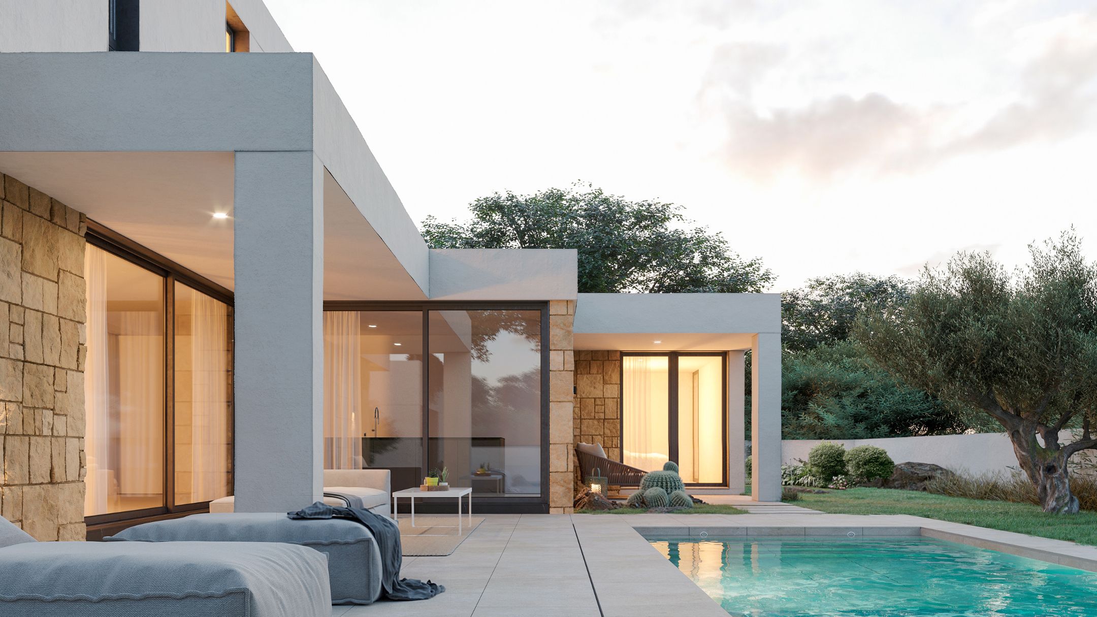 Façade avec piscine maison modulaire Èze, France