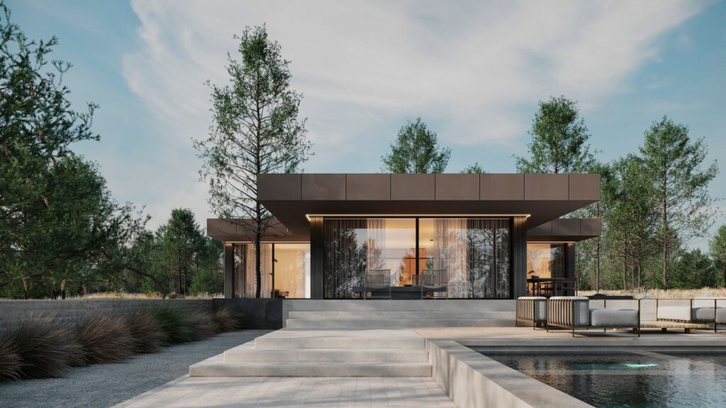 Façade of a high-tech luxury villa in Marseille, France