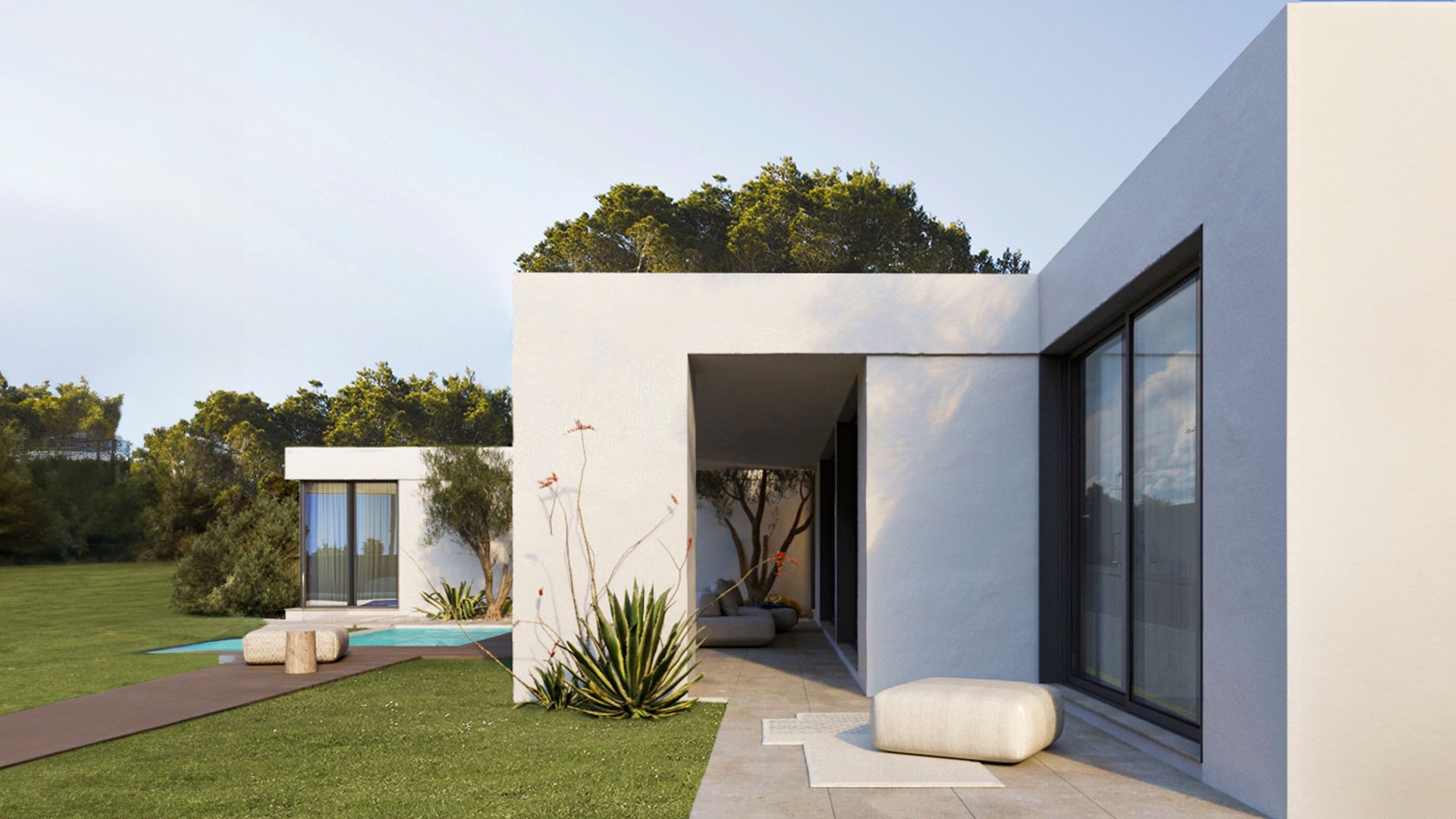 Porche maison modulaire sur un niveau en France, modèle Porto-Vecchio