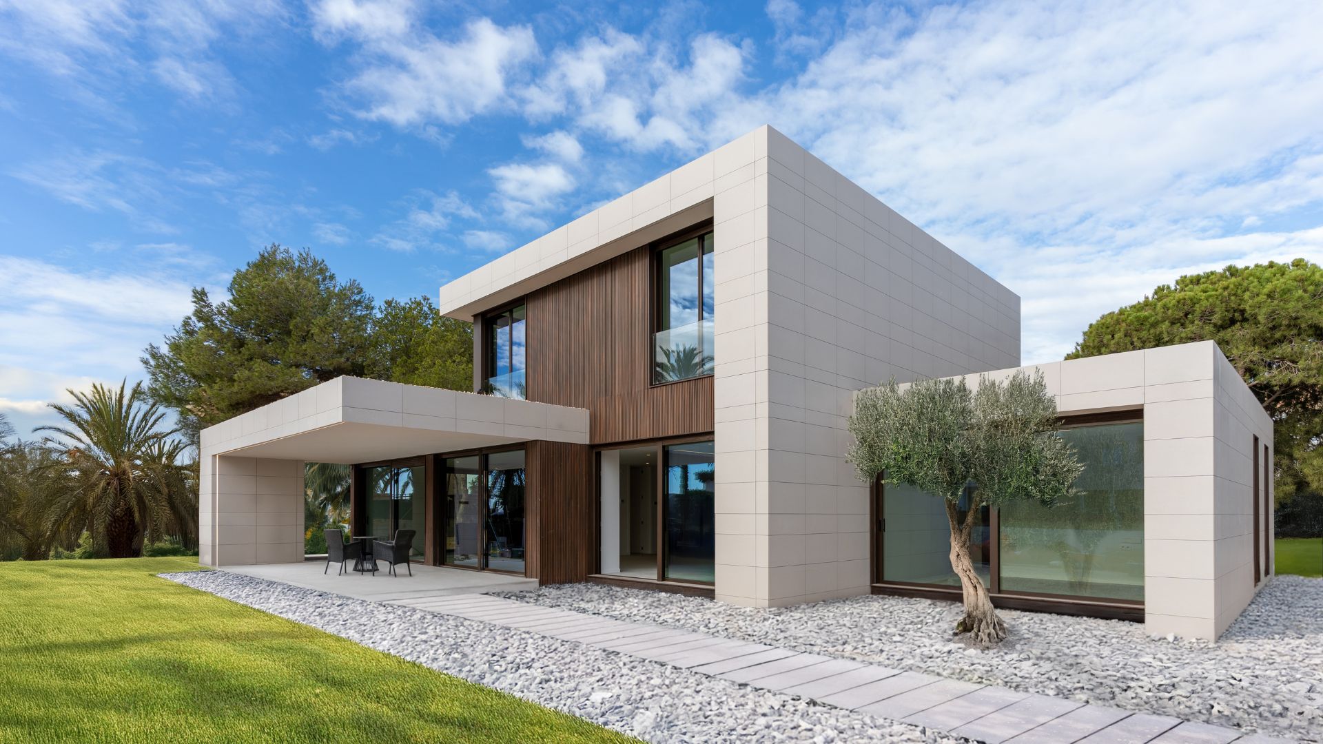 Maison modulaire de style high-tech avec éclairage LED