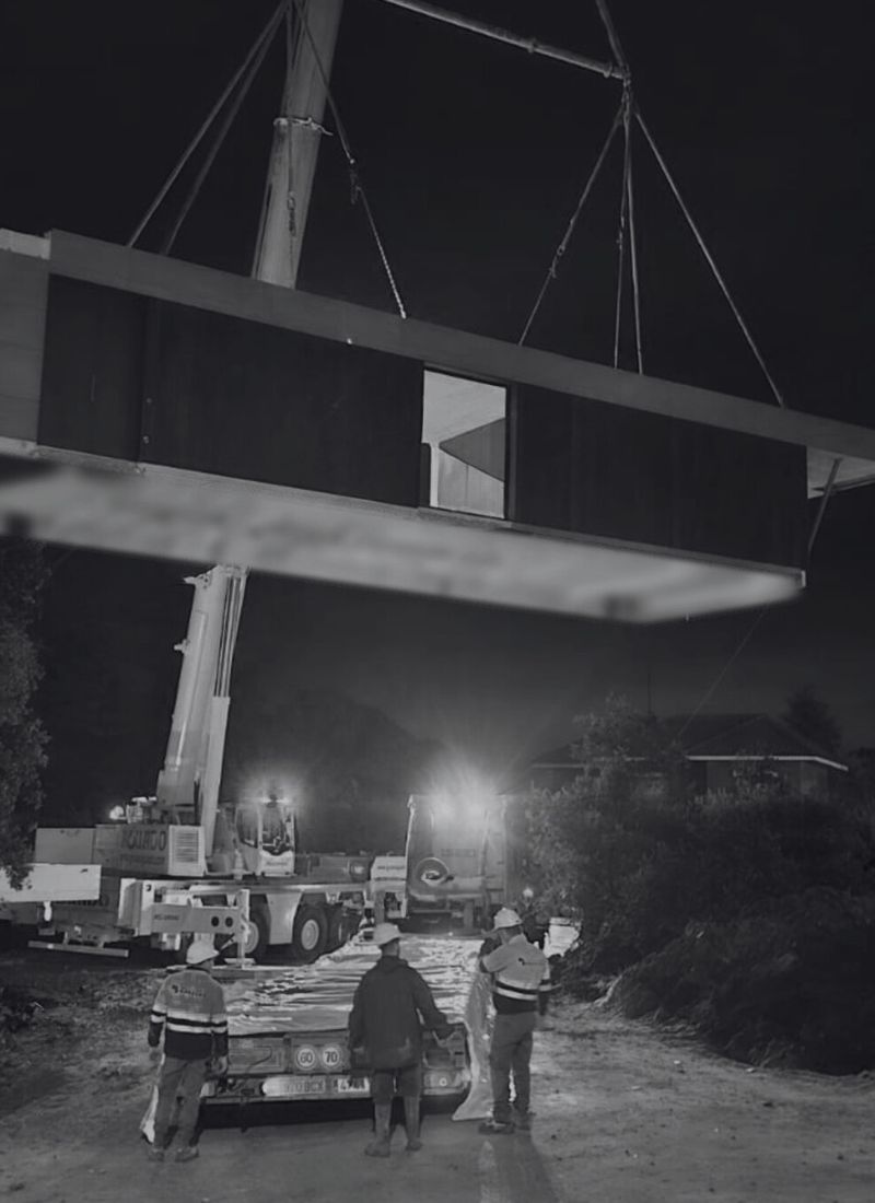 Module volant implantaion maison préfabriquée en forme de L