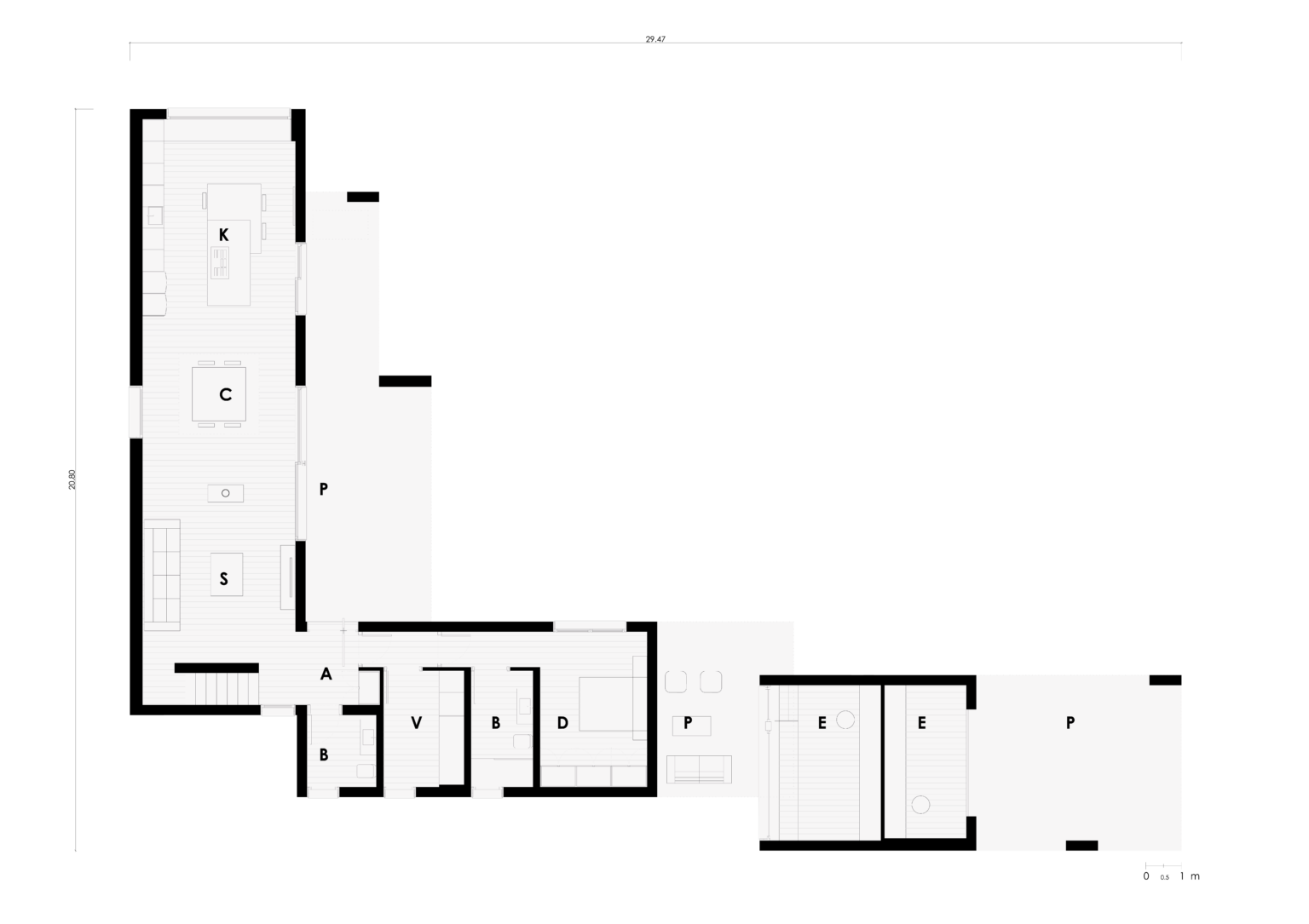 Maison préfabriquée de luxe plan du rez-de-chaussée