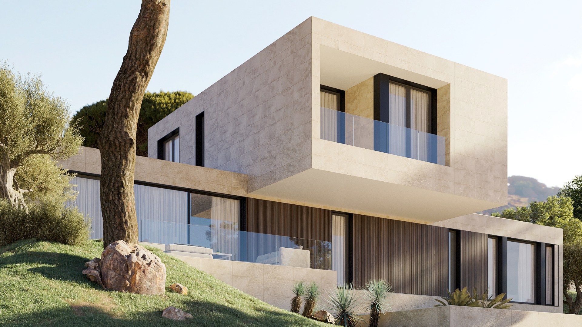 Rendu 3D de la maison de luxe à Majorque