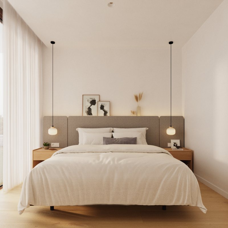 Rendu d'intérieur maison modulaire chambre